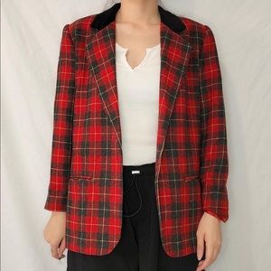 Retro red plaid blazer